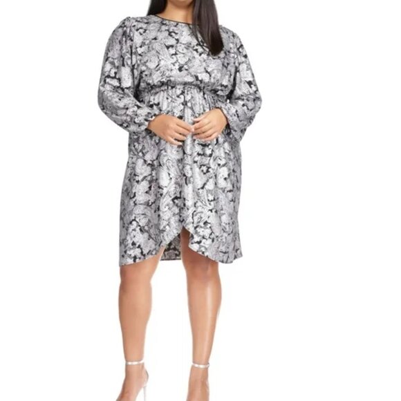 MICHAEL MICHAEL KORS METALLIC PAISLEY PRINT FLOUNCE DRESS - Picture 2 of 2